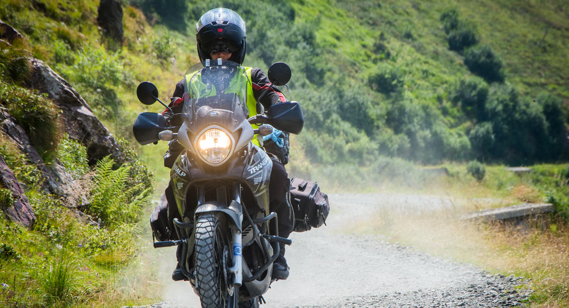 Motorcyclist on country road